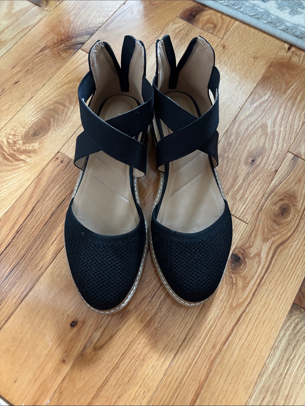 Kelly & Katie Black Crisscross Espadrille Flats